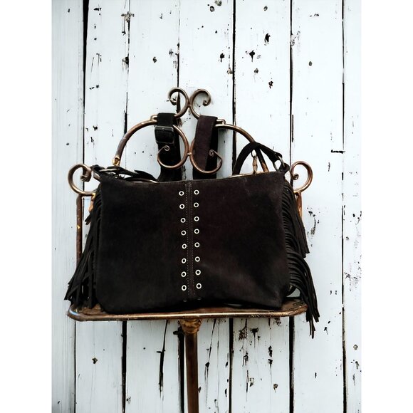 Minnetonka Suede Leather Side Fringe Crossbody Purse - Picture 2 of 9